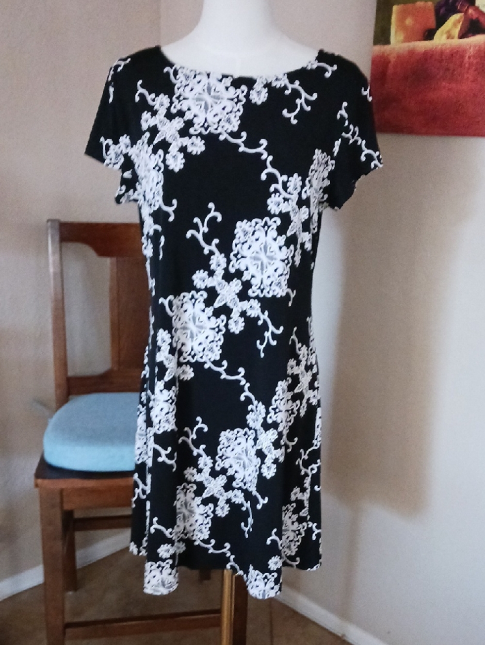 Ronni Nicole Black Dress with White Floral Print
